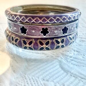 3 Purple 💜 Enamel Bangles